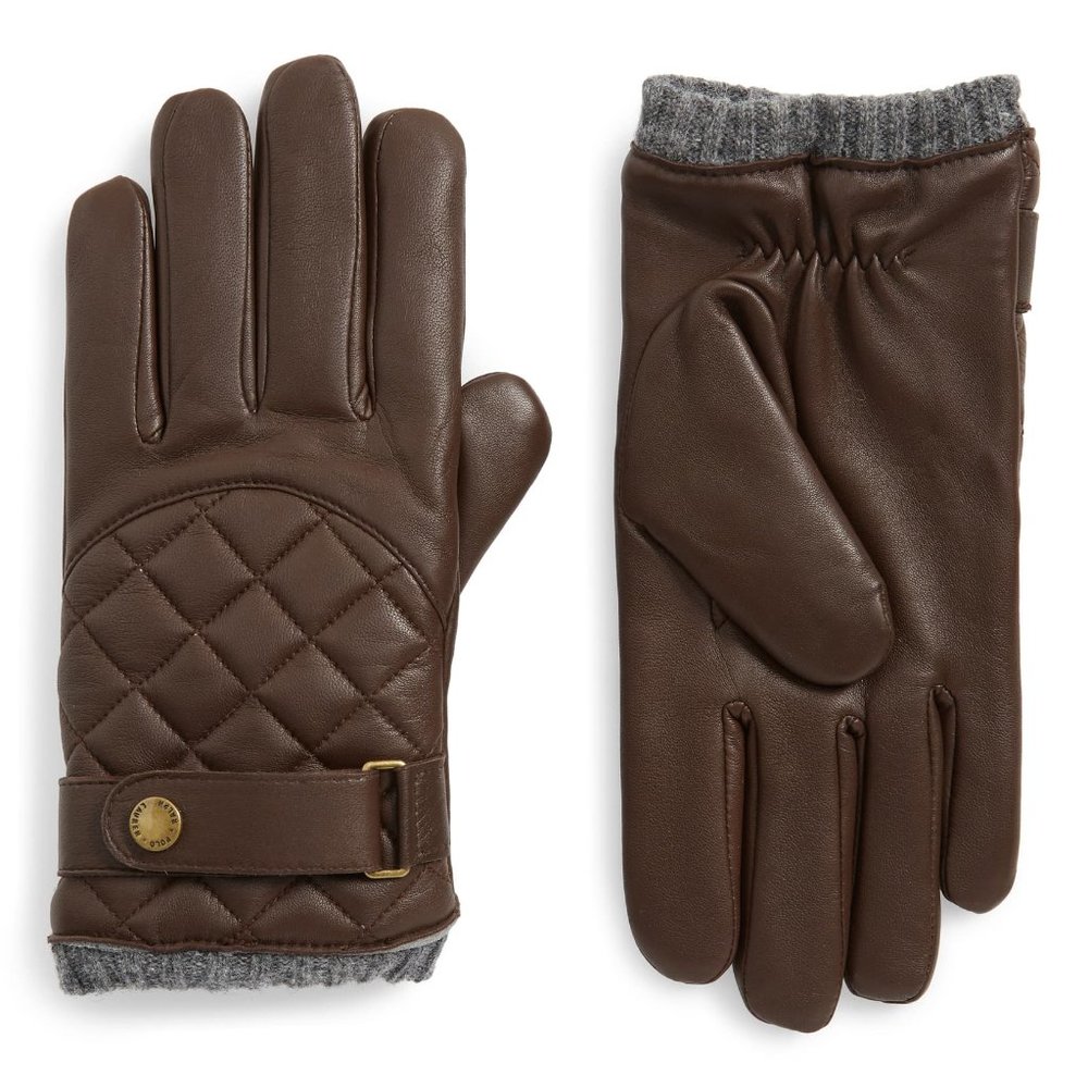Men's Polo Ralph Lauren Quilted Leather Gloves - Picture 1 of 2